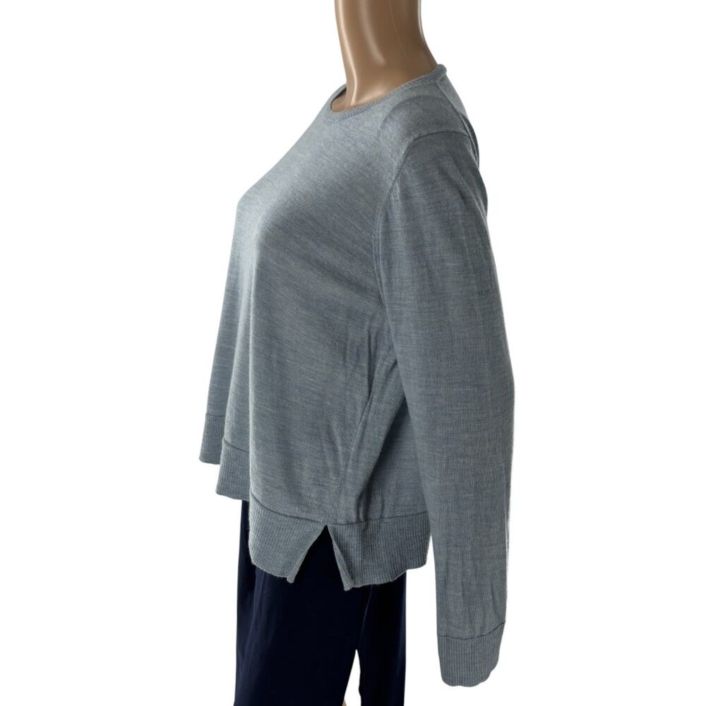 Eileen Fisher Blue Dawn Melange Ultra Fine Merino Wool Knit Top - Picture 5 of 8